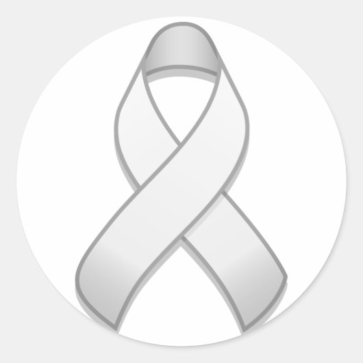 Sticker rond ruban de sensibilisation blanche (Devant)
