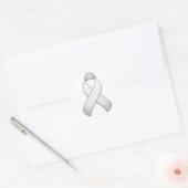 Sticker rond ruban de sensibilisation blanche (Enveloppe)