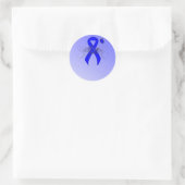 Sticker Rond Ruban de sensibilisation bleu avec papillon (Sac)