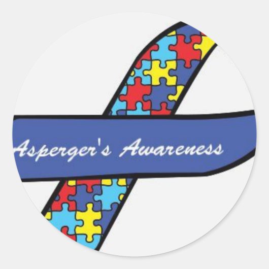 Sticker Rond Ruban de sensibilisation d'Asperger (Devant)