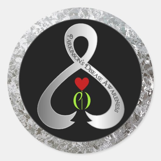 Sticker Rond Ruban de sensibilisation de Parkinson (Devant)