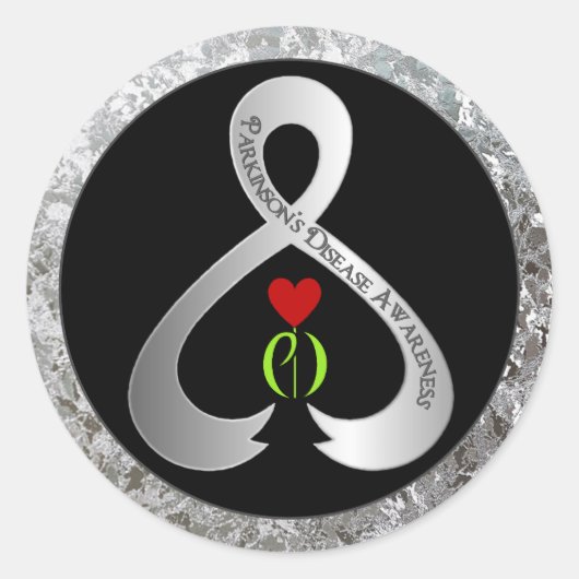 Sticker Rond Ruban de sensibilisation de Parkinson (Devant)