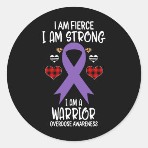 Sticker Rond Ruban de sensibilisation Je Suis Fierce Forte Guer