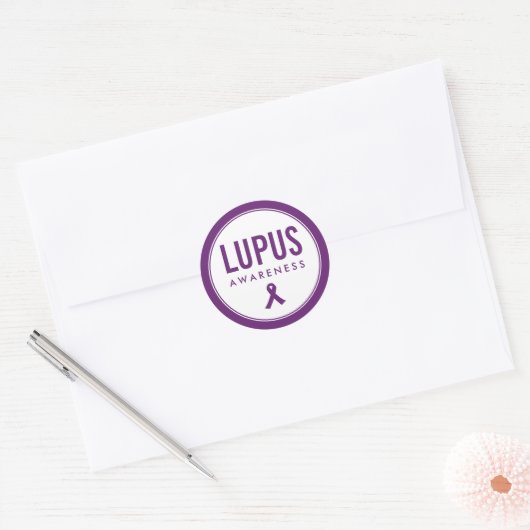 Sticker Rond Ruban de sensibilisation Lupus pourpre (Enveloppe)
