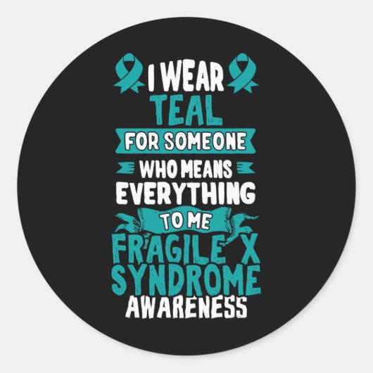 Sticker Rond Ruban de sensibilisation Turquoise au syndrome X f (Devant)