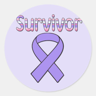Sticker Rond Ruban de survivant violet