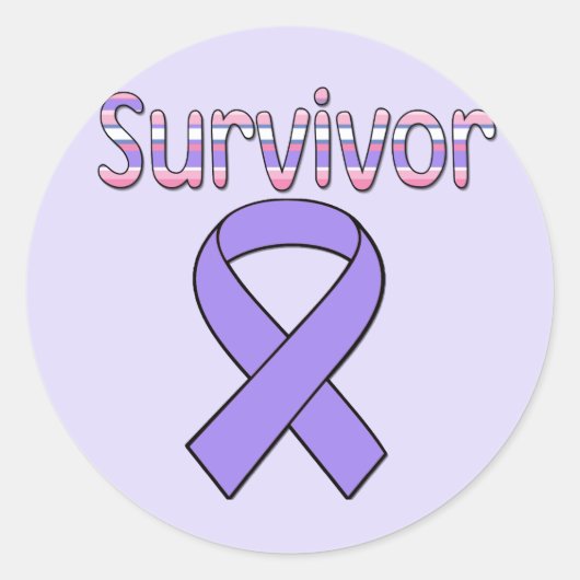 Sticker Rond Ruban de survivant violet (Devant)