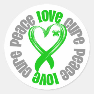 Sticker Rond Ruban de traitement d'amour de paix de Cancer de