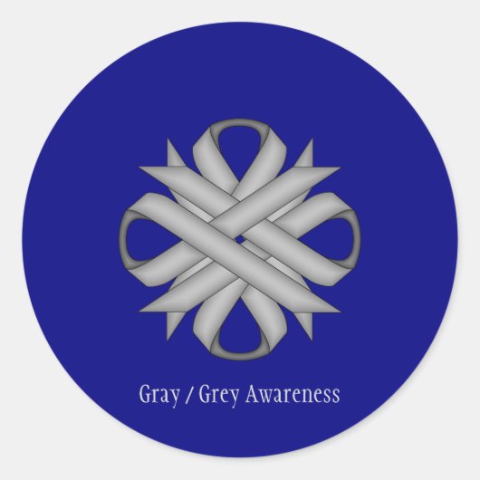 Sticker Rond Ruban de trèfle gris par Kenneth Yoncich (Devant)