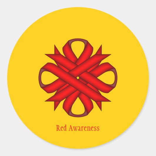 Sticker Rond Ruban de trèfle rouge par Kenneth Yoncich (Devant)