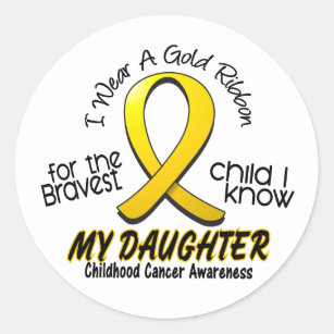 Sticker Rond Ruban d'or de Cancer d'enfance pour ma fille