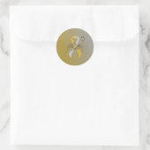 Sticker Rond Ruban d'or et d'argent avec papillon (Sac)