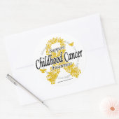 Sticker Rond Ruban du cancer de l'enfance des papillons (Enveloppe)