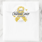Sticker Rond Ruban du cancer de l'enfance des papillons (Sac)