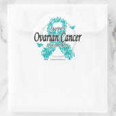 Sticker Rond Ruban du cancer de l'ovaire des papillons (Sac)