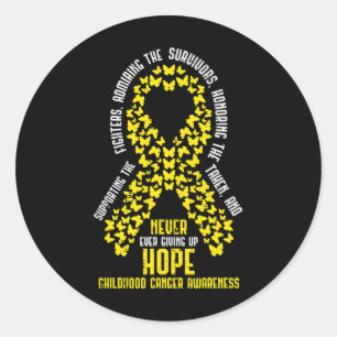 Sticker Rond Ruban du cancer infantile n'abandonnant jamais l'e