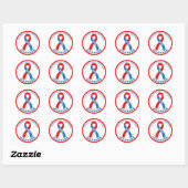 Sticker Rond Ruban du guerrier de fibrose pulmonaire blanc (Feuille)