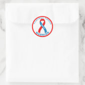 Sticker Rond Ruban du guerrier de fibrose pulmonaire blanc (Sac)