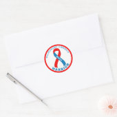 Sticker Rond Ruban du guerrier de fibrose pulmonaire blanc (Enveloppe)