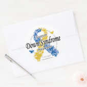 Sticker Rond Ruban du syndrome de Down des papillons 2 (Enveloppe)