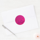 Sticker Rond Ruban En Satin Rose Chaud - Enregistrer La Date (Enveloppe)