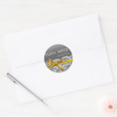 Sticker Rond Ruban et dentelle | jaune gris (Enveloppe)