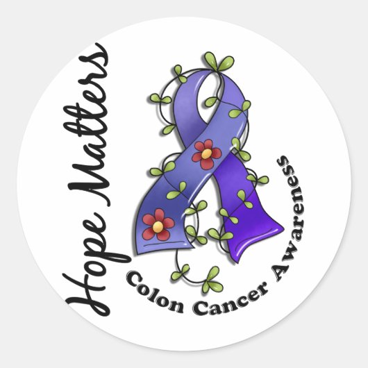 Sticker Rond Ruban Fleur 4 Hope Matters Colon Cancer (Devant)
