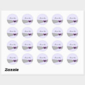 Sticker Rond Ruban gris et violet Merci (Feuille)