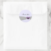Sticker Rond Ruban gris et violet Merci (Sac)