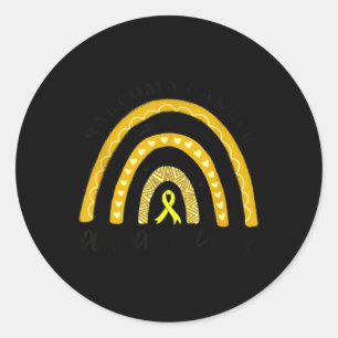 Sticker Rond Ruban jaune arc-en-ciel Sarcome Sensibilisation au