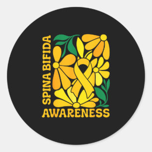 Sticker Rond Ruban jaune de sensibilisation au spina bifida sur