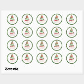 Sticker Rond Ruban Joyeux Arbre de Noël Parties scintillant or (Feuille)