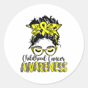 Sticker Rond Ruban léopard et or de sensibilisation au cancer i