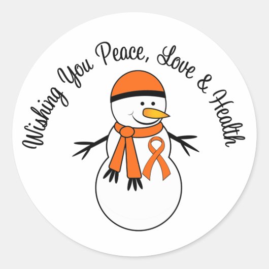Sticker Rond Ruban Leukemia Snowman de Noël (Devant)