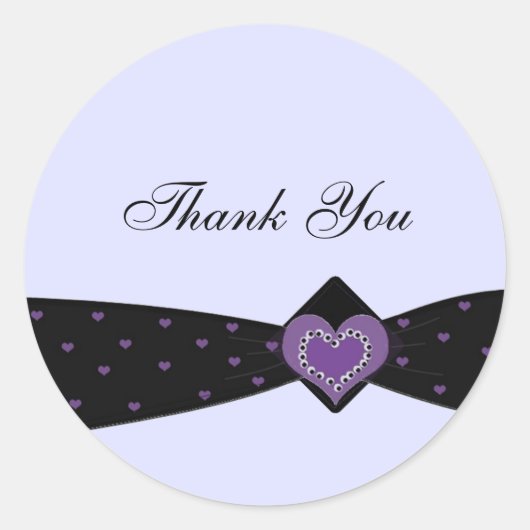 Sticker Rond Ruban noir et violet Merci (Devant)