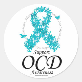 Sticker Rond Ruban OCD De Papillons