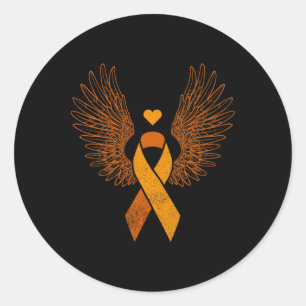 Sticker Rond Ruban orange ailé Leucémie Cancer du sang Sensibil
