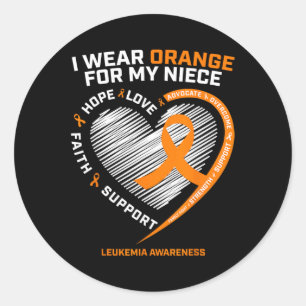 Sticker Rond Ruban Orange Coeur Pour Les Prix De Leucémie De Ma