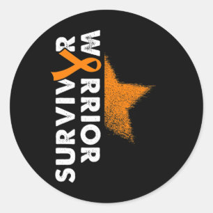 Sticker Rond Ruban orange Espoir guerrier Leucémie Cancer du sa