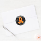 Sticker Rond Ruban Orange Leukemia Avec Écrasage (Enveloppe)