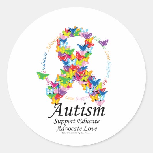 Sticker Rond Ruban papillon autiste (Devant)