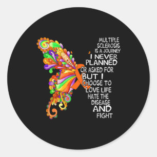 Sticker Rond Ruban papillon Sclérose en plaques Sensibilisation