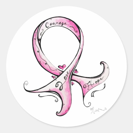 Sticker Rond Ruban rose (Devant)