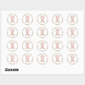 Sticker Rond Ruban rose Cancer du sein Nom Michelle (Feuille)