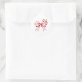 Sticker Rond Ruban Rose Clair et Fleurs (Sac)