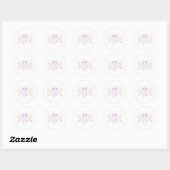 Sticker Rond Ruban rose colombe (Feuille)
