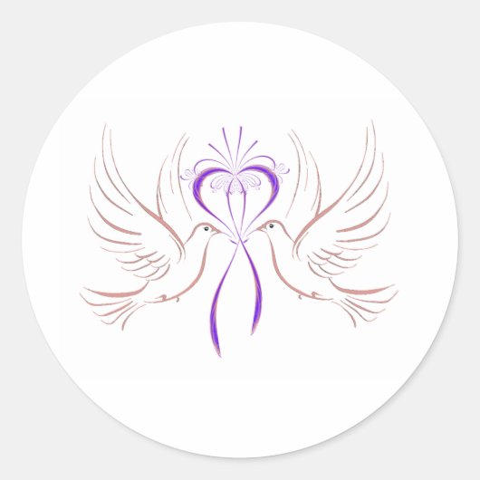 Sticker Rond Ruban rose colombe (Devant)