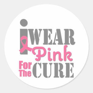 Sticker Rond RUBAN ROSE de CANCER DU SEIN pour le traitement