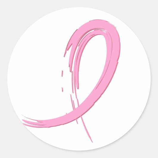 Sticker Rond Ruban rose du cancer du sein A4 (Devant)