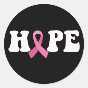 Sticker Rond Ruban Rose Espoir de sensibilisation au cancer du